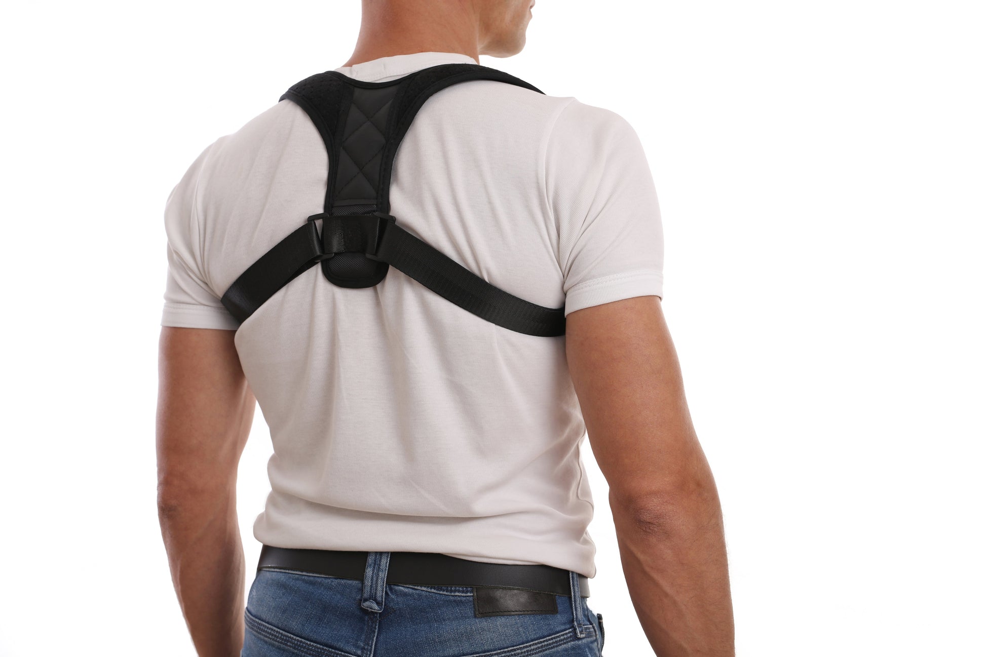 Black posture corrector back brace with adjustable shoulder straps