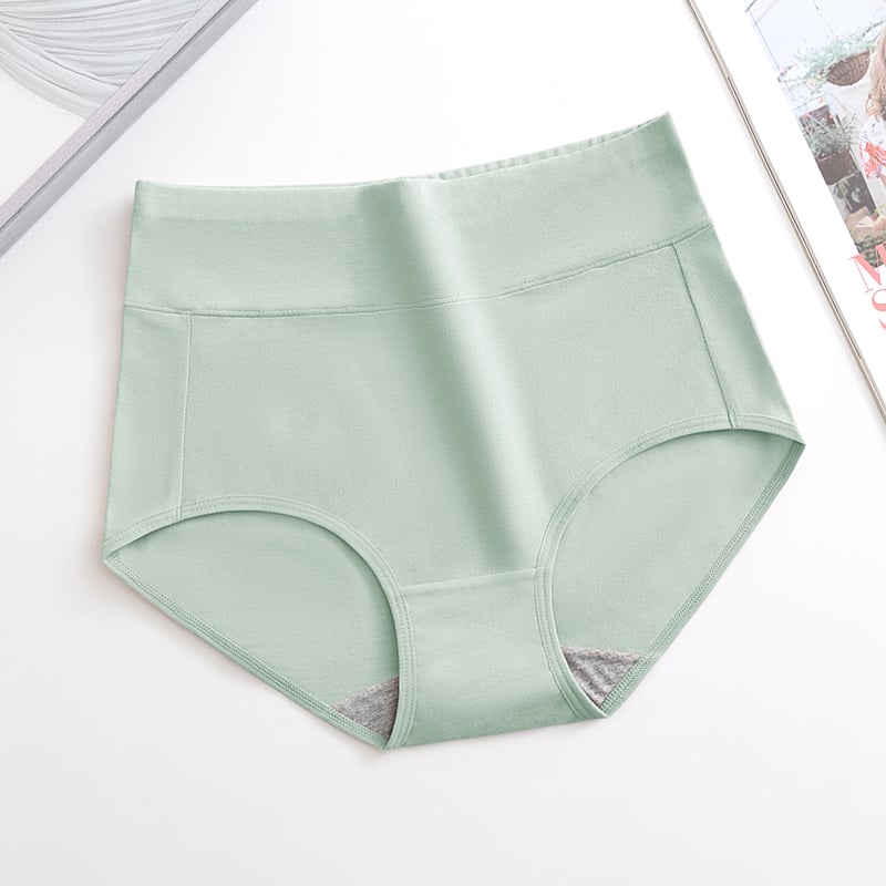 Light green high-waist hip-lifting briefs with full-coverage back
