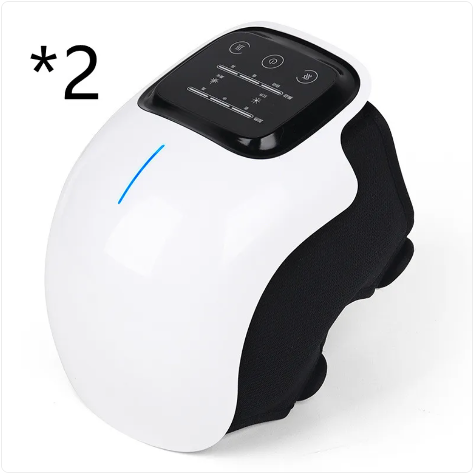 Smart knee massager pad set of 2, white and black unit with control panel