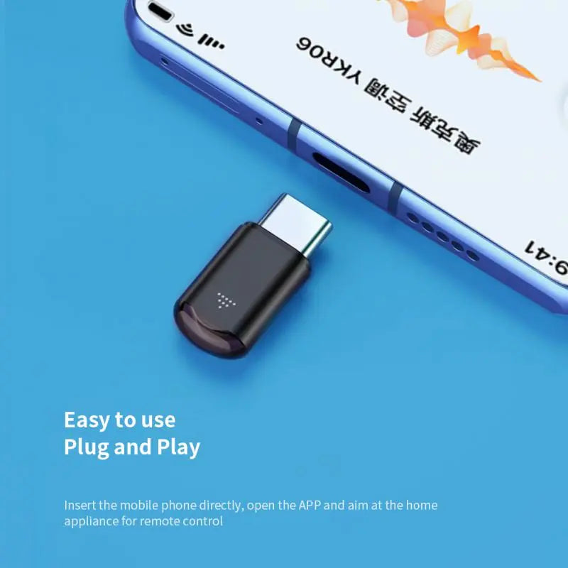 IR remote control adapter with keychain ring and black connector