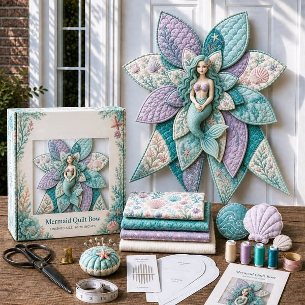 DIY Oversized Quilted Bow Sewing Kit Fabric Craft Set With Large Bow Pattern For Handmade Projects