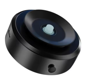 Black magnetic car phone mount with round suction pad and central magnetic button