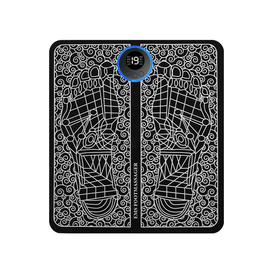 Foot massage pad with patterned top and central control unit