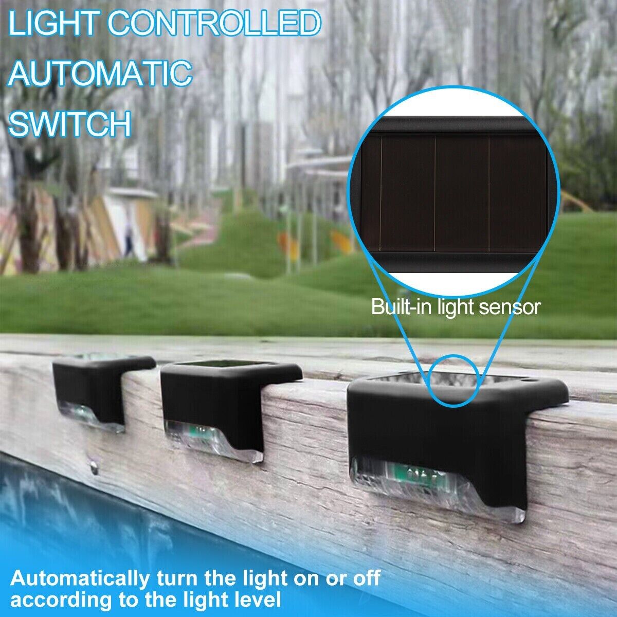 Solar outdoor step lights with built-in light sensor and automatic switch