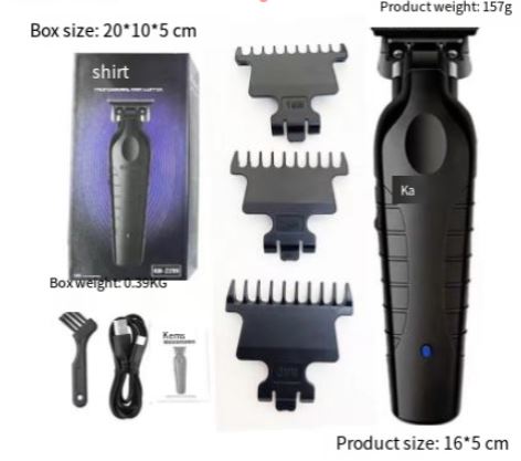 Electric hair clipper kit with black clipper, guard comb attachments, and cable