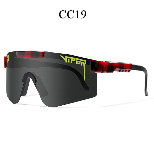Women's fashion sunglasses with dark gray mirrored lenses and red accent frame