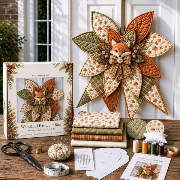 DIY Oversized Quilted Bow Sewing Kit Fabric Craft Set With Large Bow Pattern For Handmade Projects