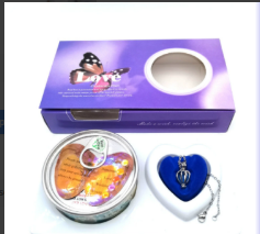 Wish pearl necklace gift set with blue heart pendant and round keepsake container