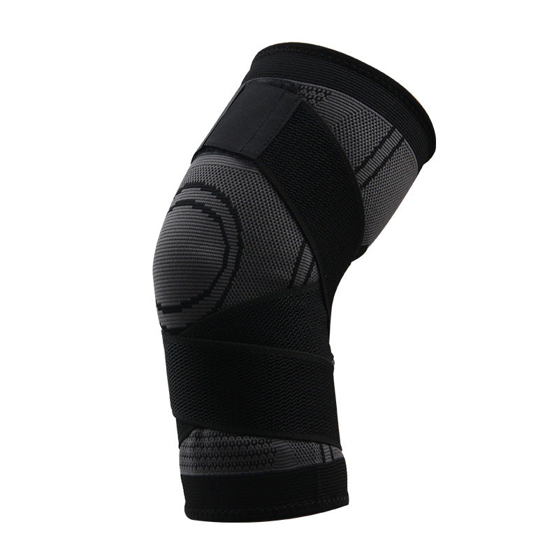 Compression knee sleeve, black with padded knee area and no accent straps.