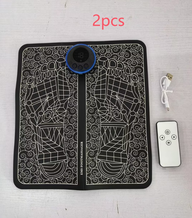 Rechargeable foot massage pad with wireless remote and USB charging cable