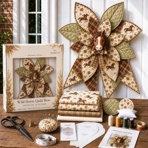 DIY Oversized Quilted Bow Sewing Kit Fabric Craft Set With Large Bow Pattern For Handmade Projects