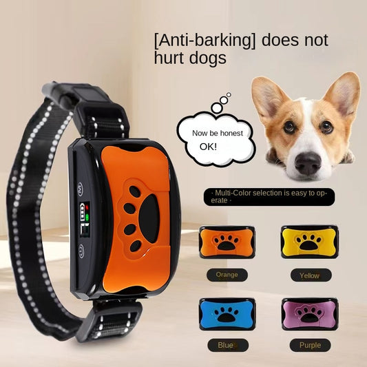 Orange dog training collar receiver with black strap and paw button panel