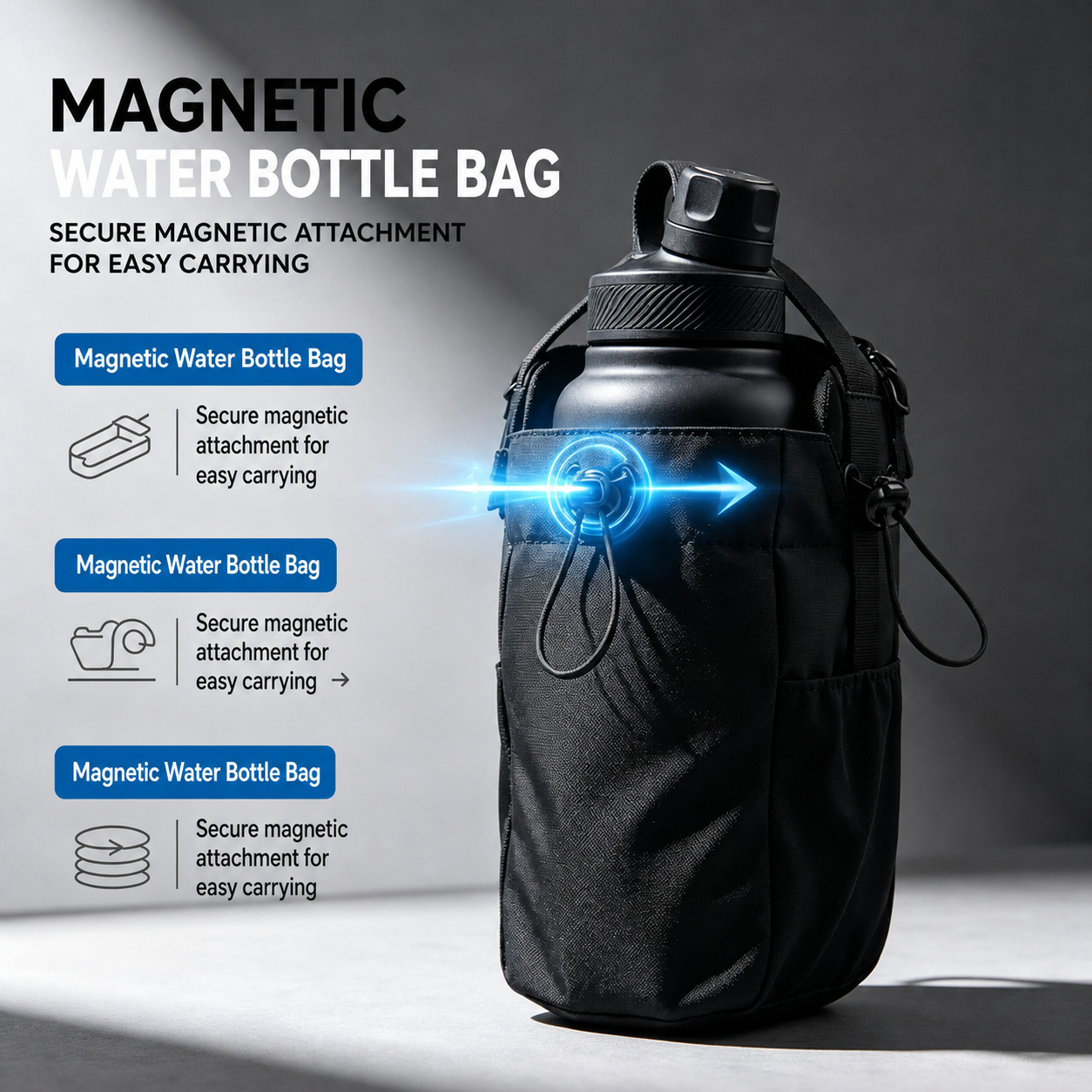 Magnetic Fitness Water Bottle and Phone Pouch