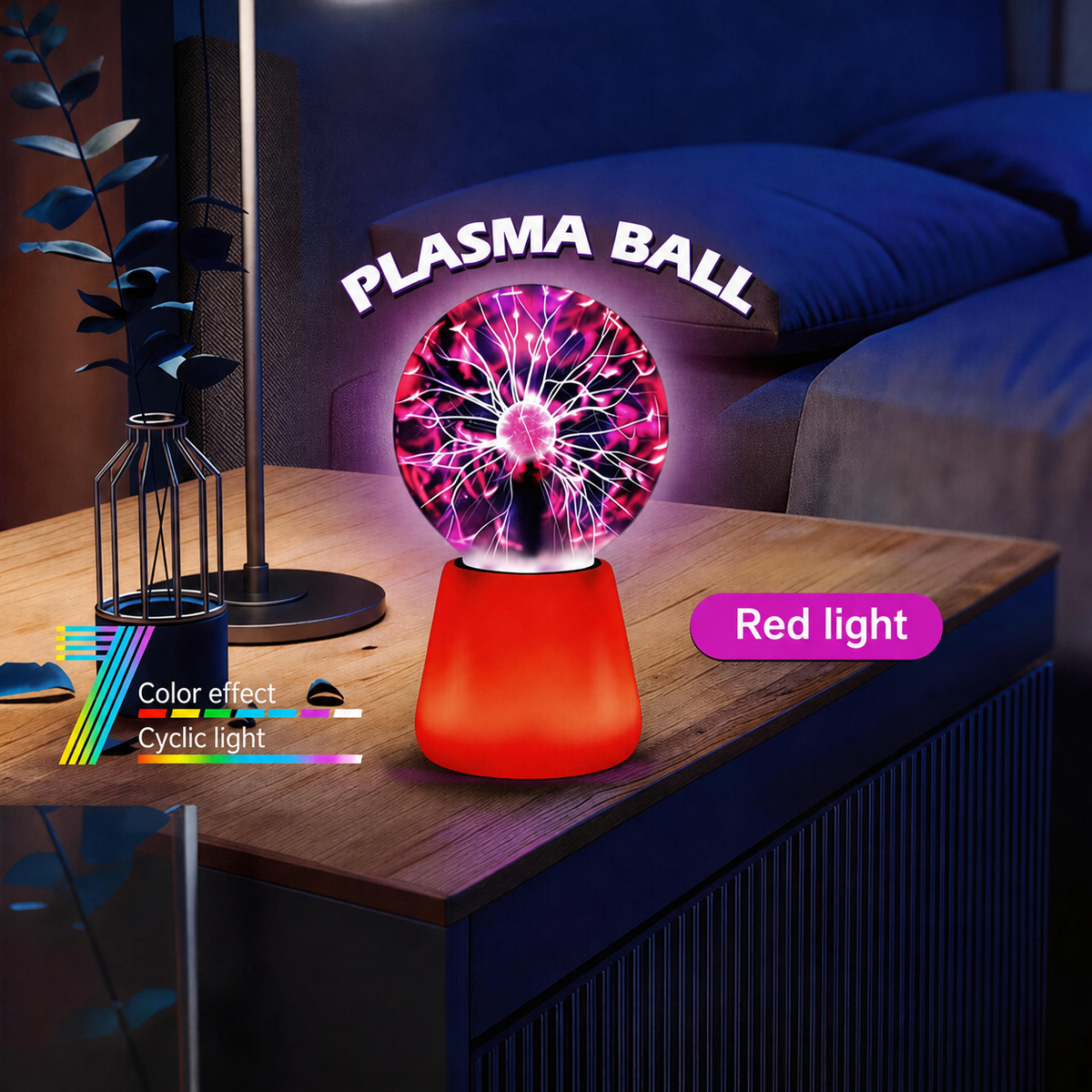 Touch-Sensitive Plasma Ball RGB Night Light