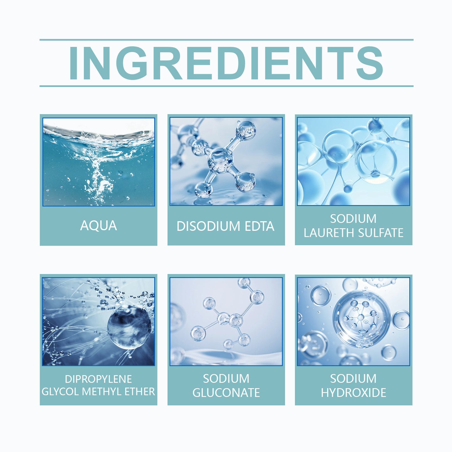 Ingredients chart for lens scratch removal spray solution