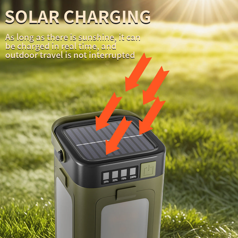 Solar charging portable power station with foldable solar panel and battery display