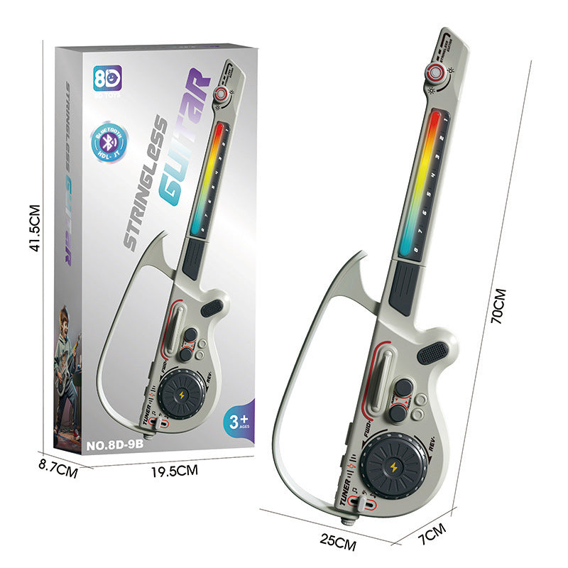 Children's Bluetooth DJ guitar music toy with microphone, white body and control panel