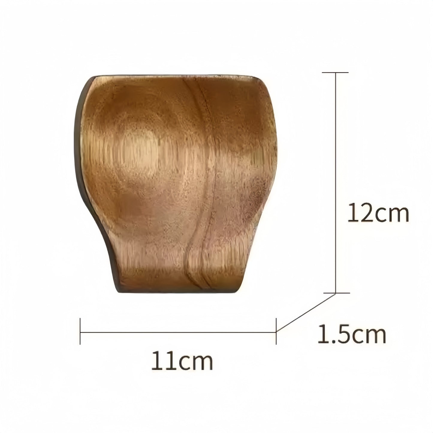 Small wooden utensil cup with textured acacia grain, 12cm height and 11cm width