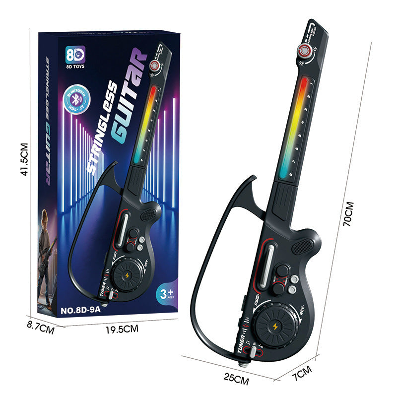 Children's Bluetooth DJ guitar music toy with microphone, black controls