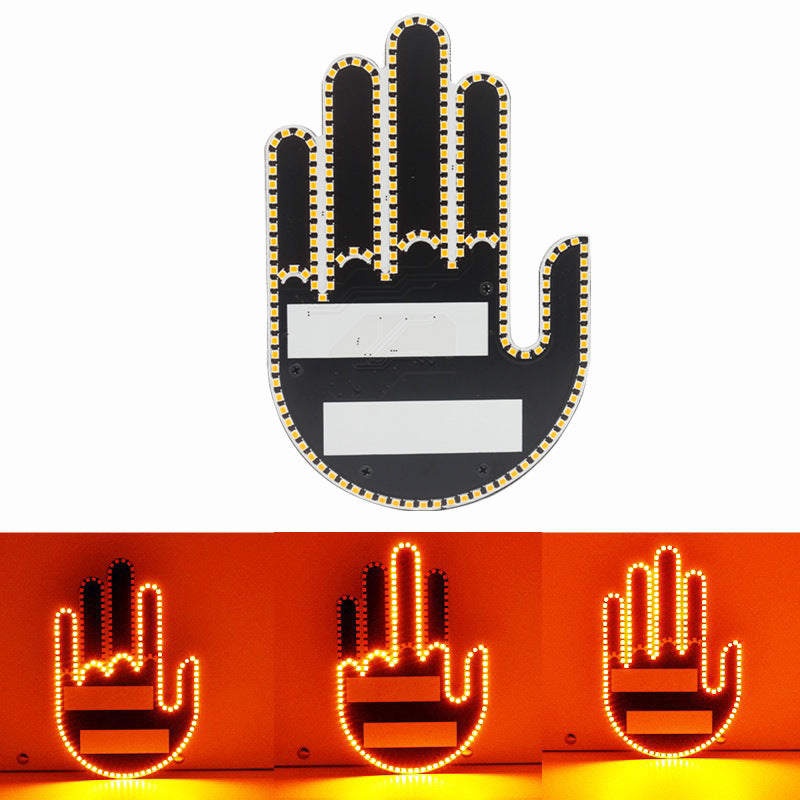 LED gesture hand light with warm white strip LEDs on a black base panel