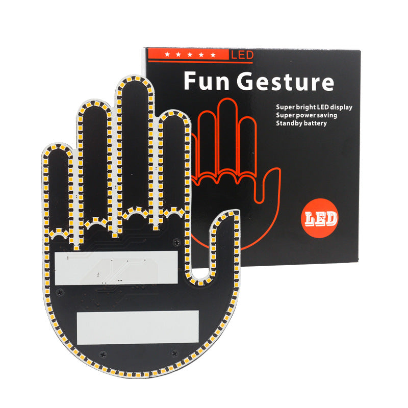 LED gesture hand light with rectangular LED display panels, warm white glow