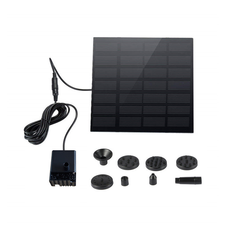 Solar fountain pump solar panel kit with cable and decorative nozzle attachments