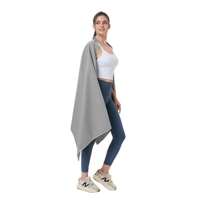 Quick-dry microfibre beach towel, light gray, large fold with corner tassel