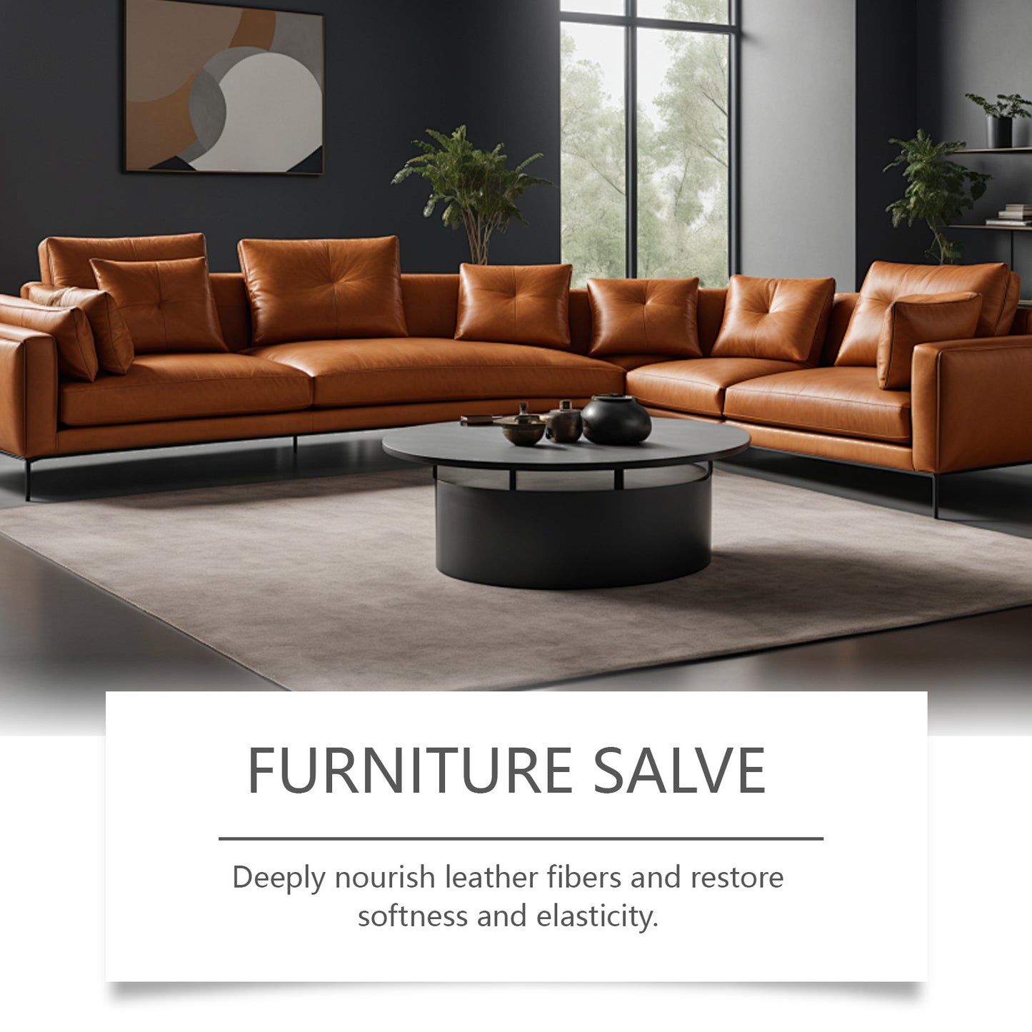 Furniture salve for leather, restoring softness and elasticity