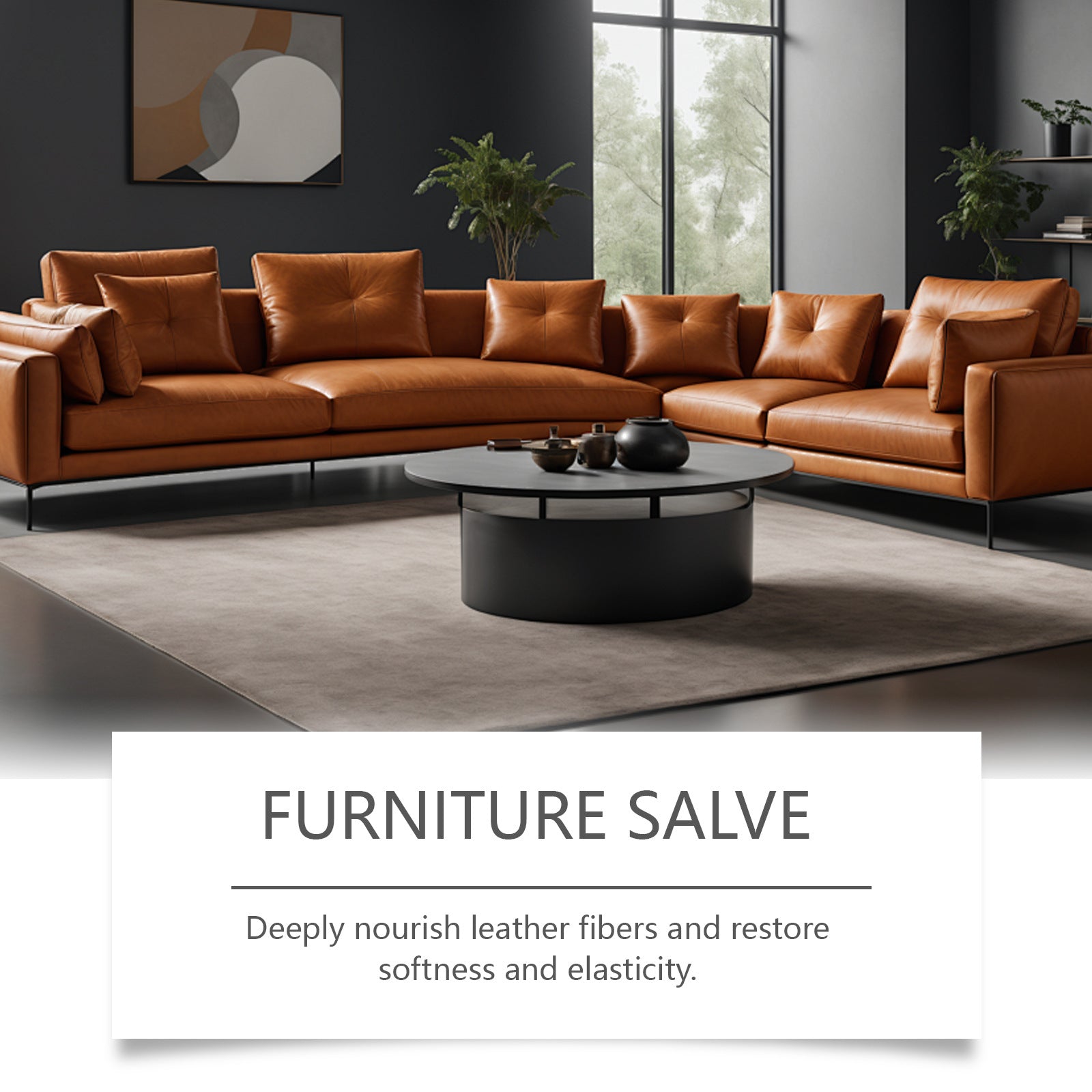 Furniture salve for leather, restoring softness and elasticity