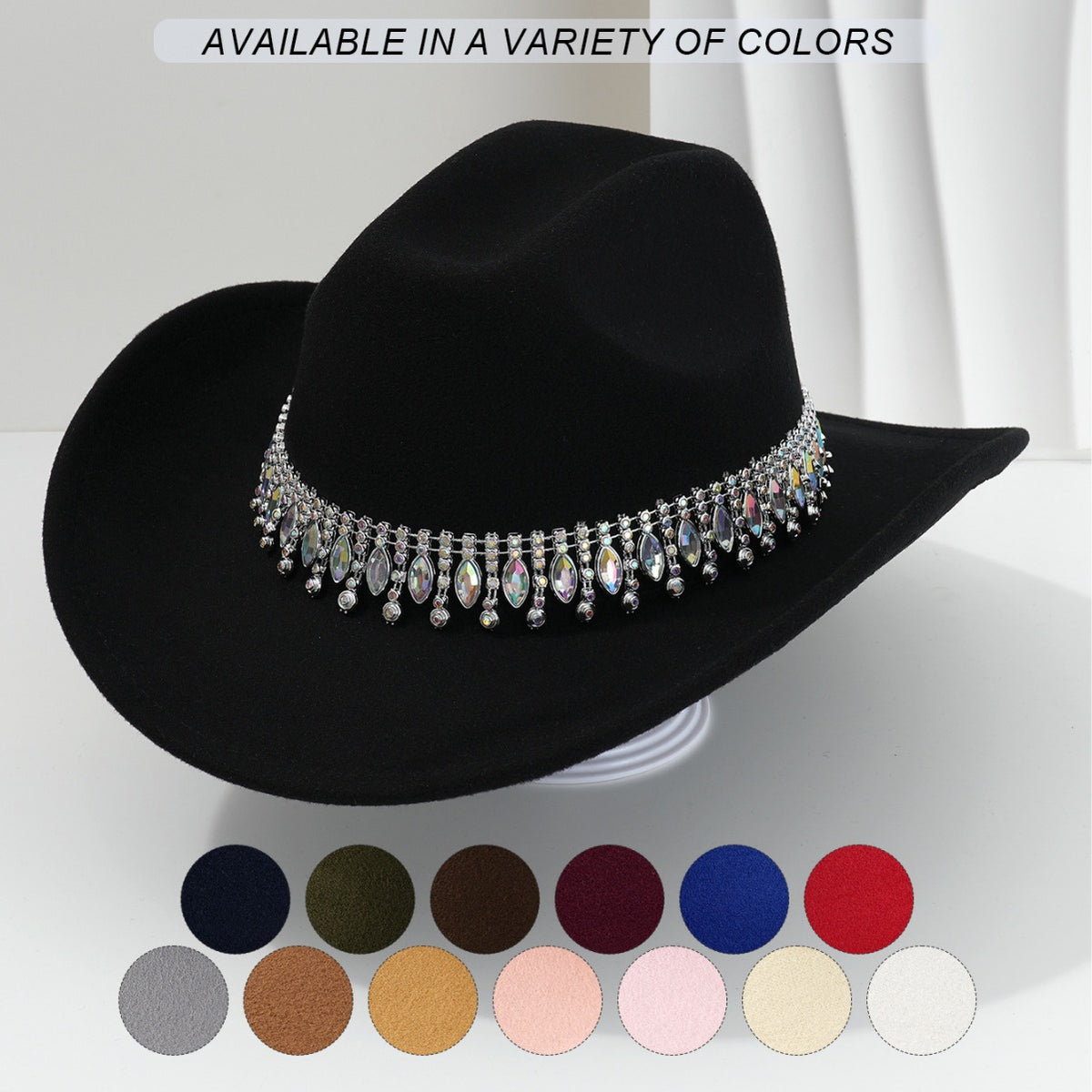Elegant Rhinestone Tassel Cowboy and Cowgirl Hat - product image 1