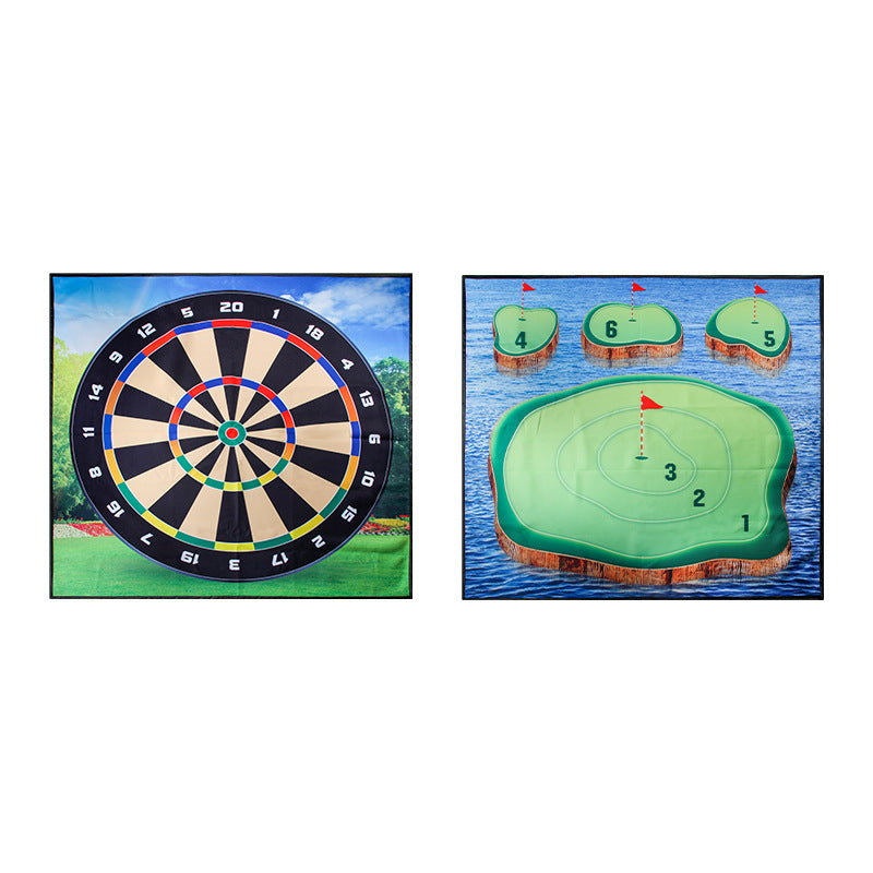 Pair of children’s golf board games showing dartboard-style and numbered target designs
