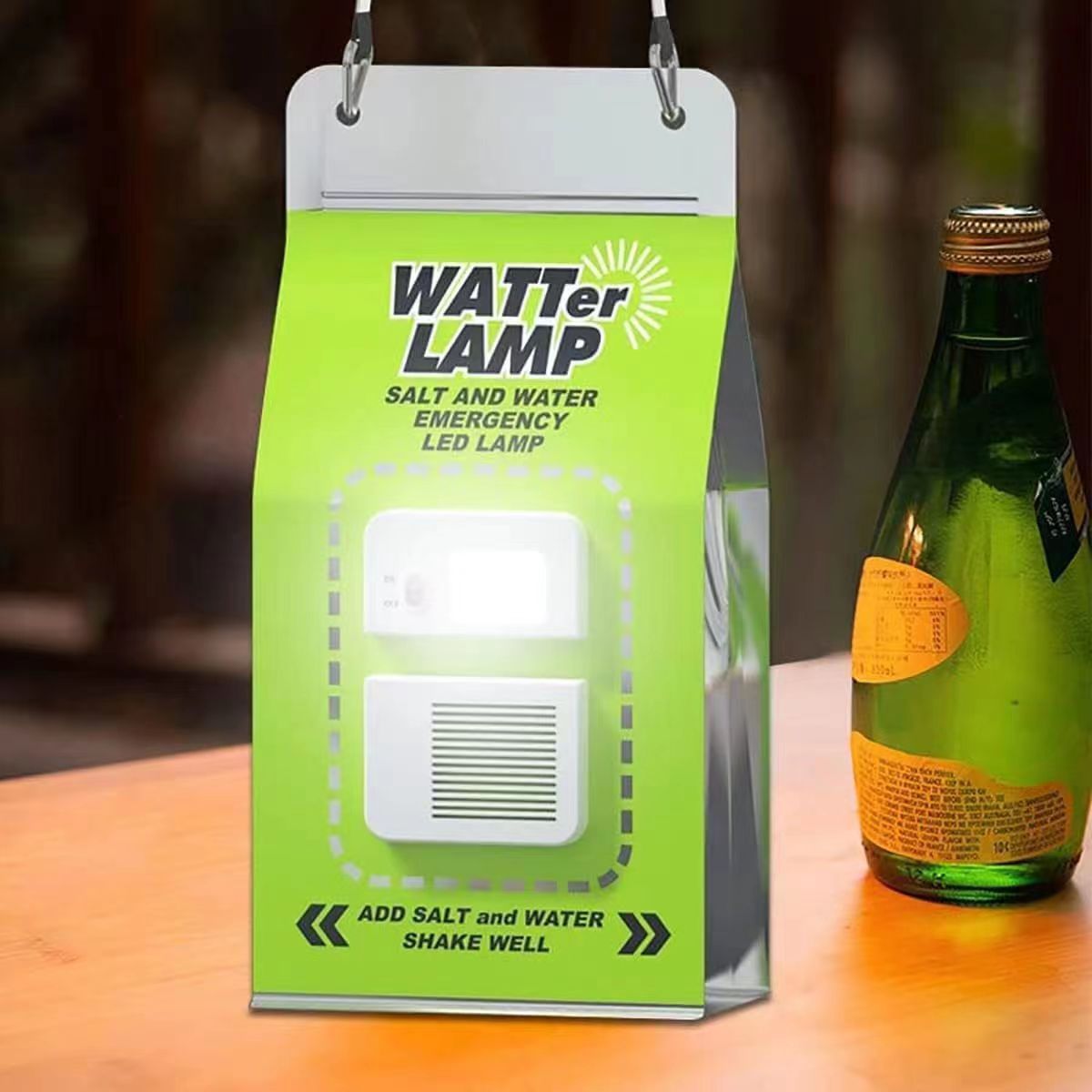 Emergency LED light hanging display card with windowed lamp front