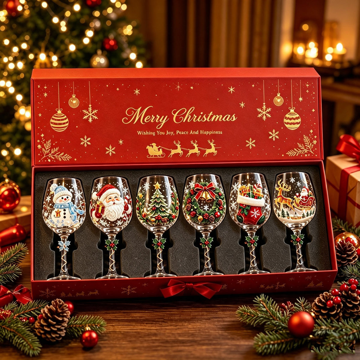 Christmas Character Stemmed Glasses and Gift Set - product image 8