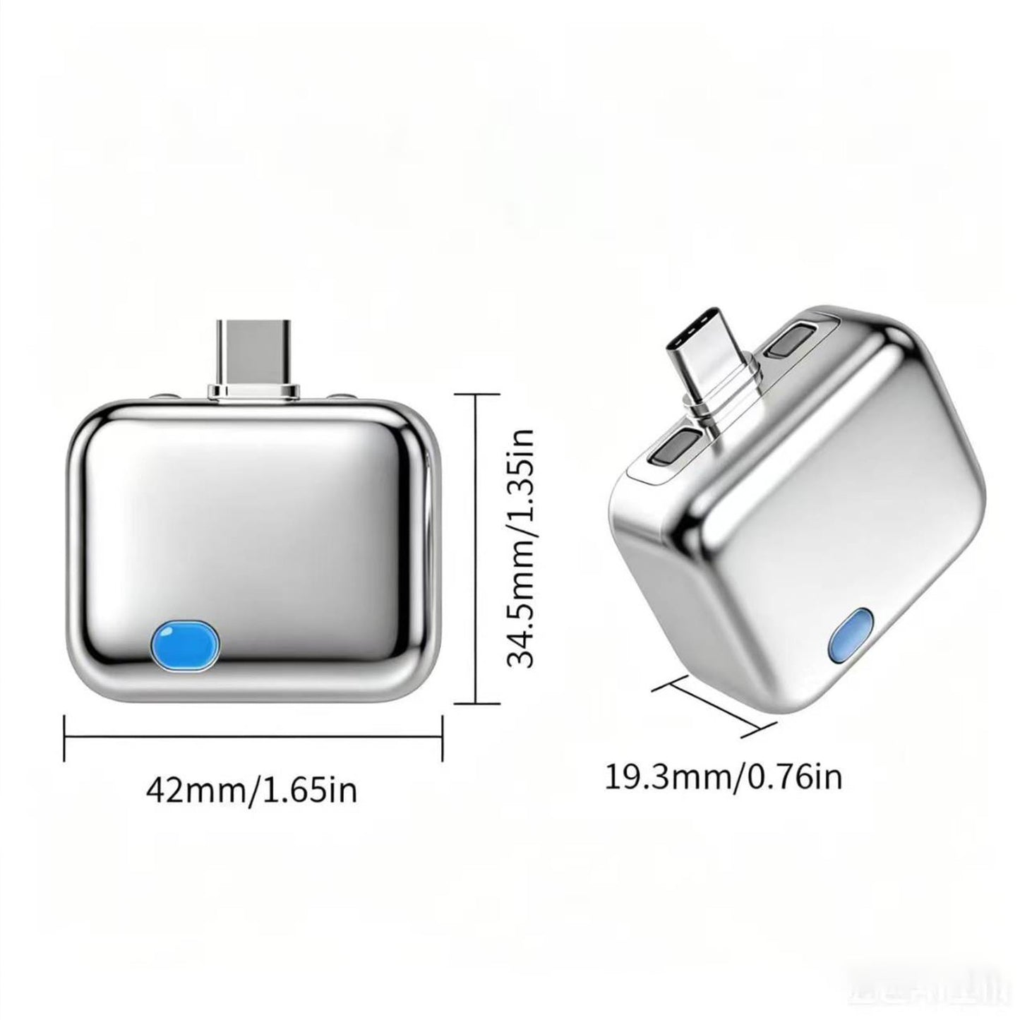 Space silver Type-C auto-disconnect charging adapter with two stacked ports, compact square