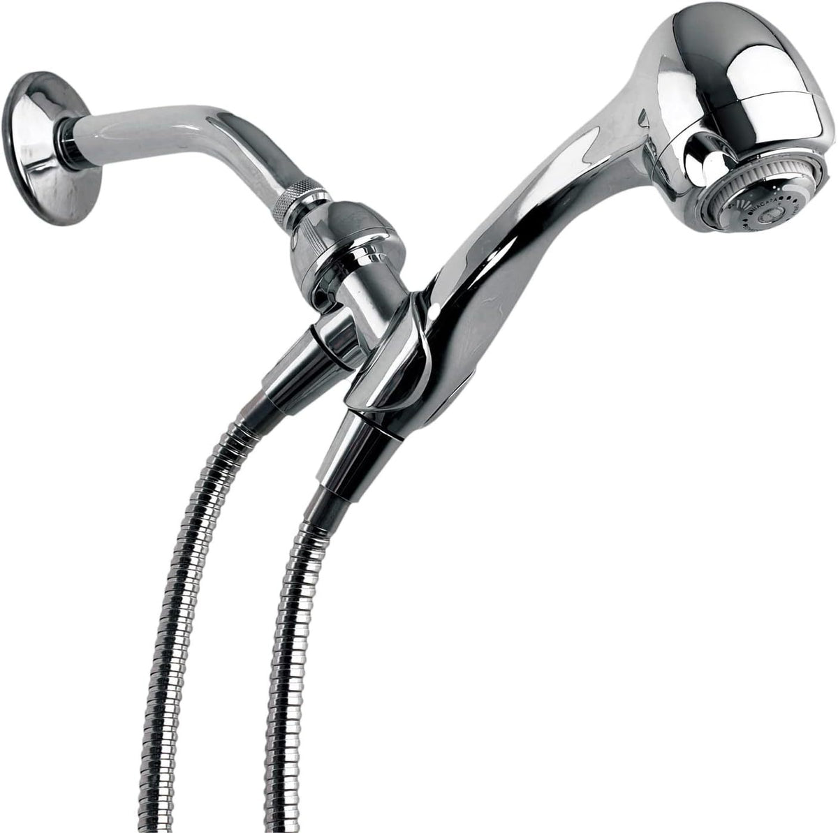 Chrome concealed shower arm set with two flexible hose connections