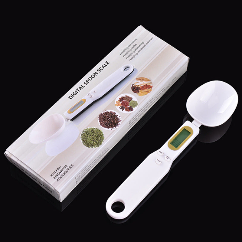 White digital spoon scale kit with box and LCD measuring spoon