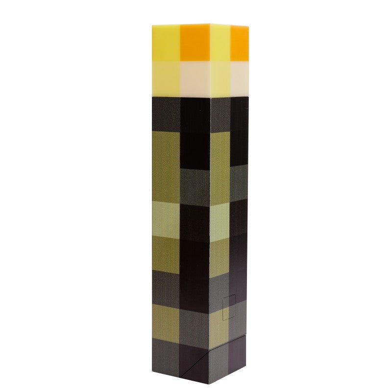 Pixel-style torch night light with yellow and dark checkered rectangular body