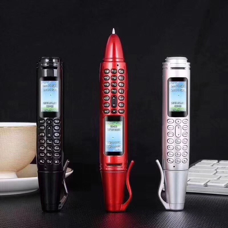AK007 mini GSM 2G feature phone in red with keypad and small screen
