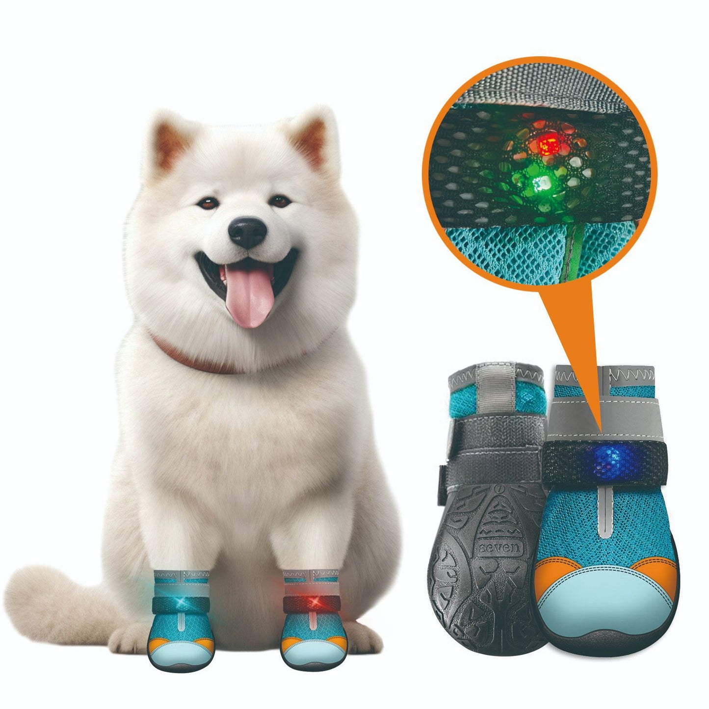 Luminous Breathable Non-Slip Dog Shoes – Set of 4
