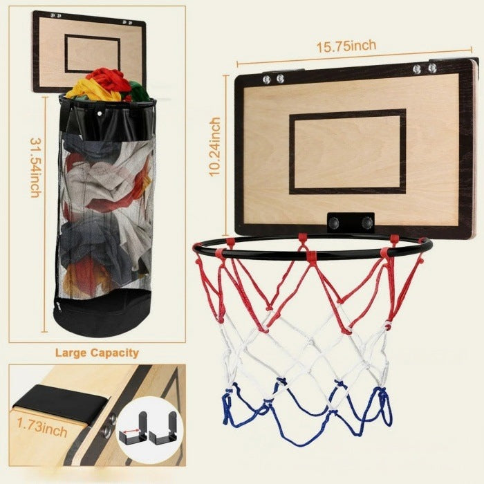Fun Wall-Hanging Laundry Basket with Basketball Hoop
