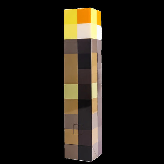 Pixel-style torch night light with yellow, white, and dark checkered body