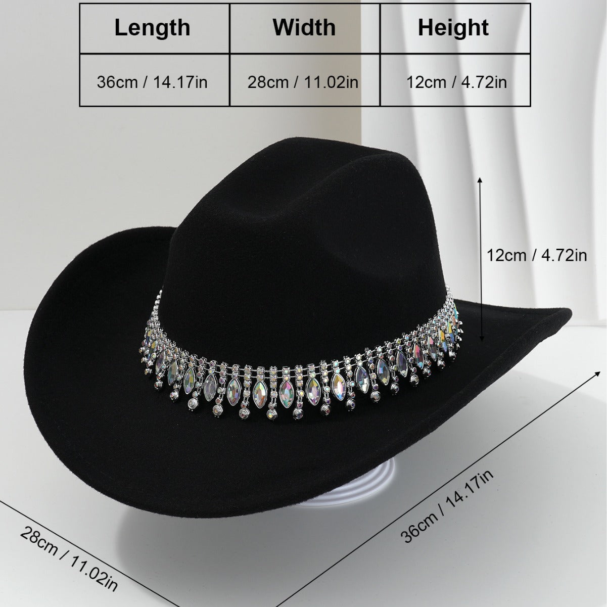 Elegant Rhinestone Tassel Cowboy and Cowgirl Hat - product image 3
