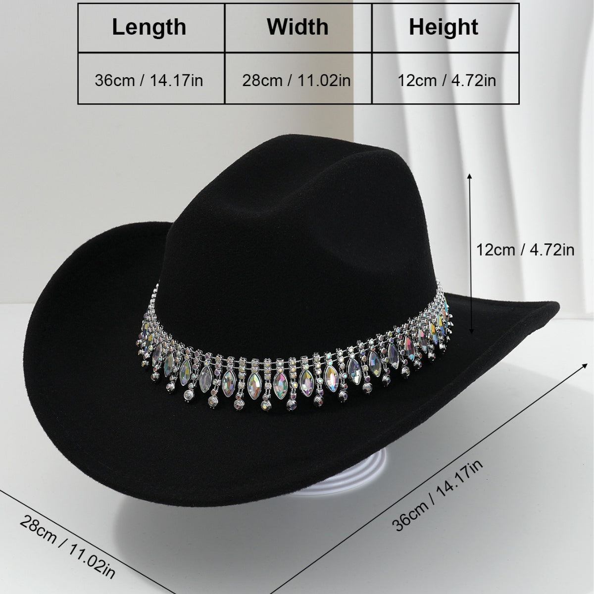 Elegant Rhinestone Tassel Cowboy and Cowgirl Hat - product image 3