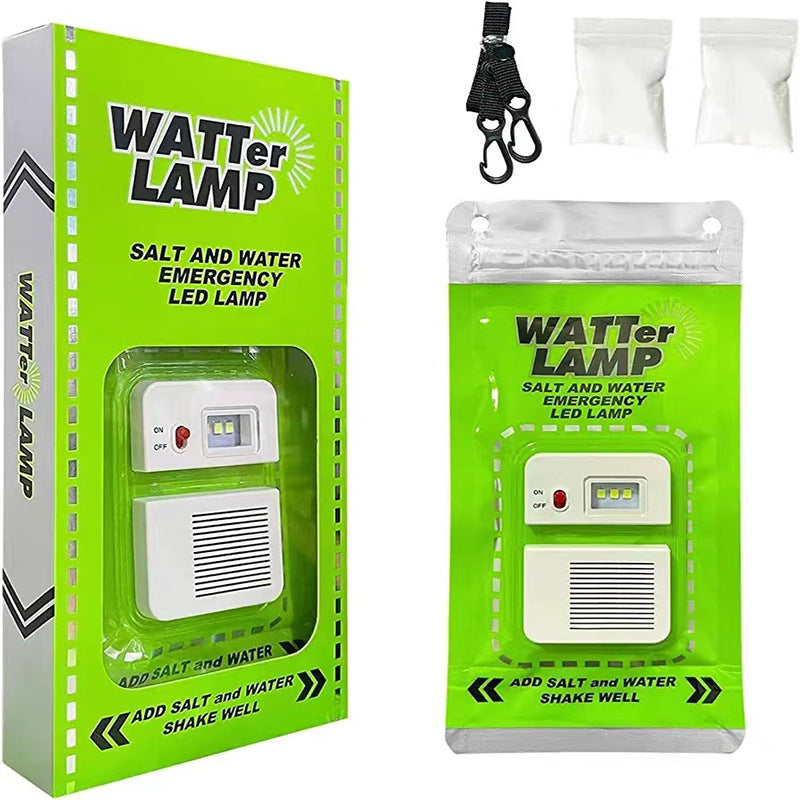 Emergency LED light package with lamp, clips, and included white bags accessories