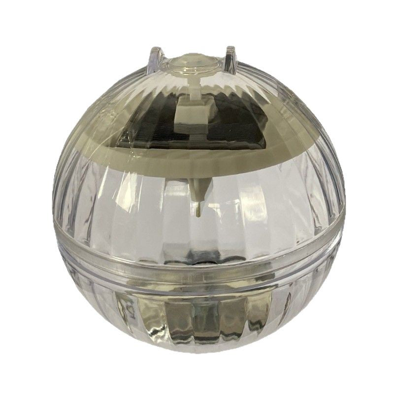 Clear reflective solar floating LED garden lamp sphere with textured surface and black cap