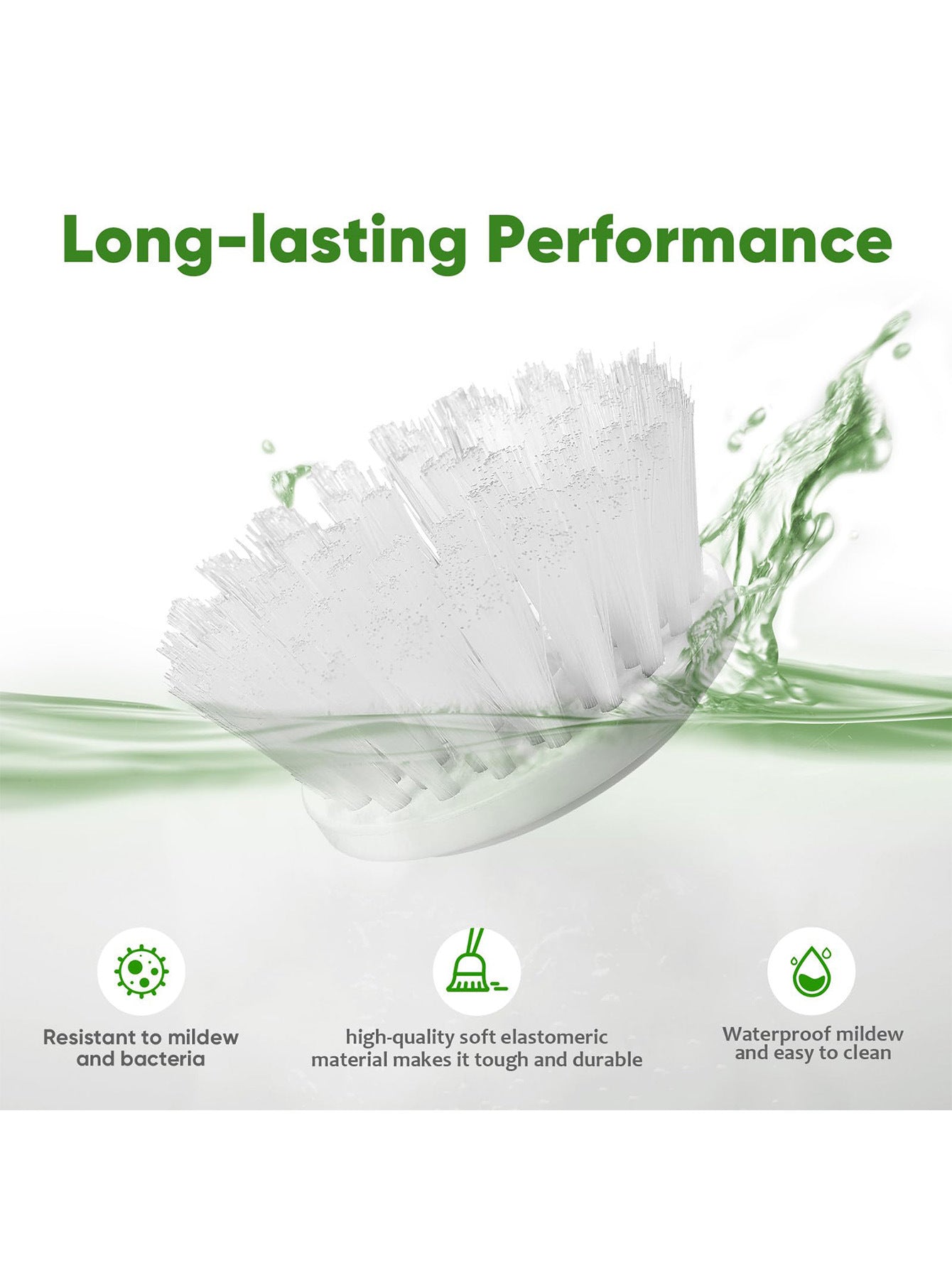 Electric spin scrubber brush head with long-lasting performance and durable bristles