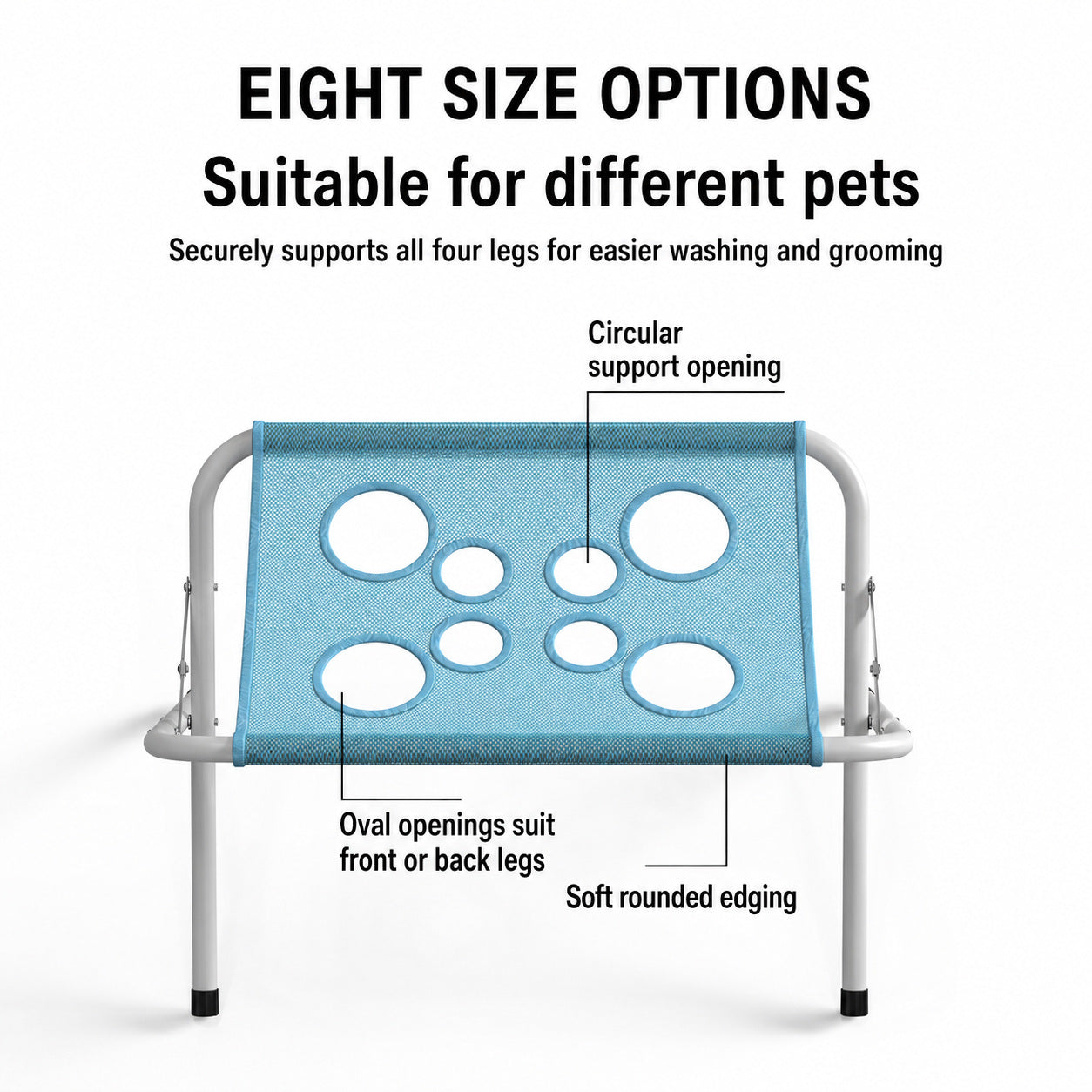 Foldable Pet Grooming Hammock Stand with Support Straps