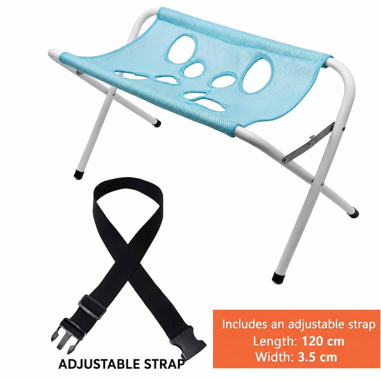 Foldable Pet Grooming Hammock Stand with Support Straps
