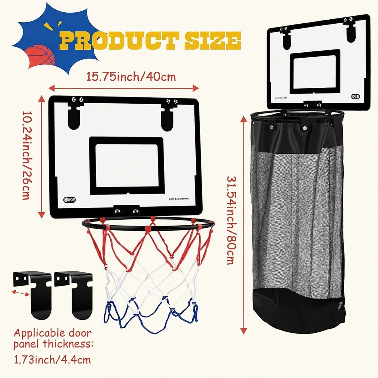 Fun Wall-Hanging Laundry Basket with Basketball Hoop
