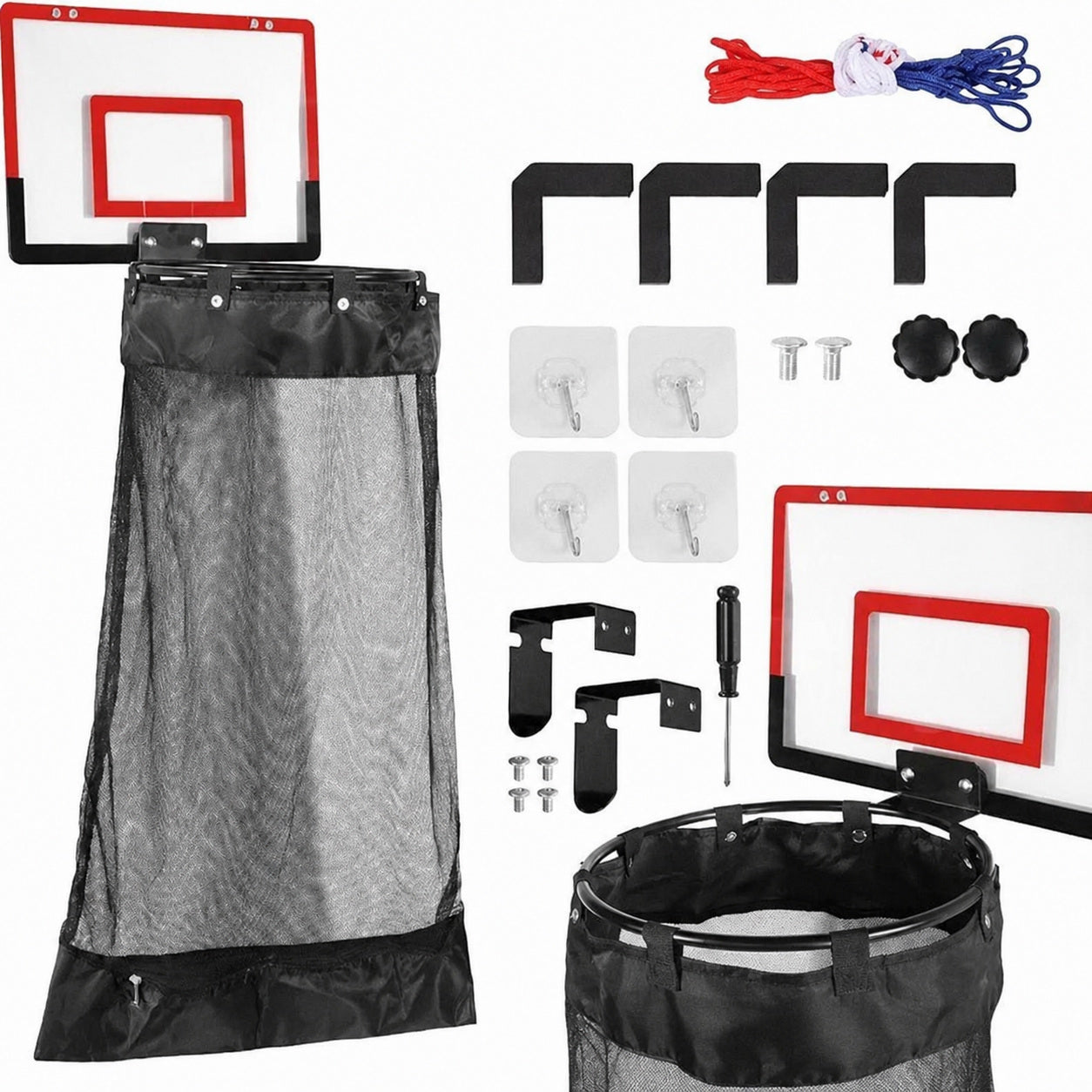Fun Wall-Hanging Laundry Basket with Basketball Hoop